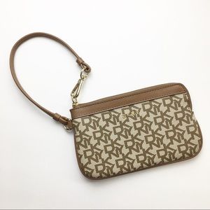 DKNY Bryant Item Wristlet in Chino Monogram
